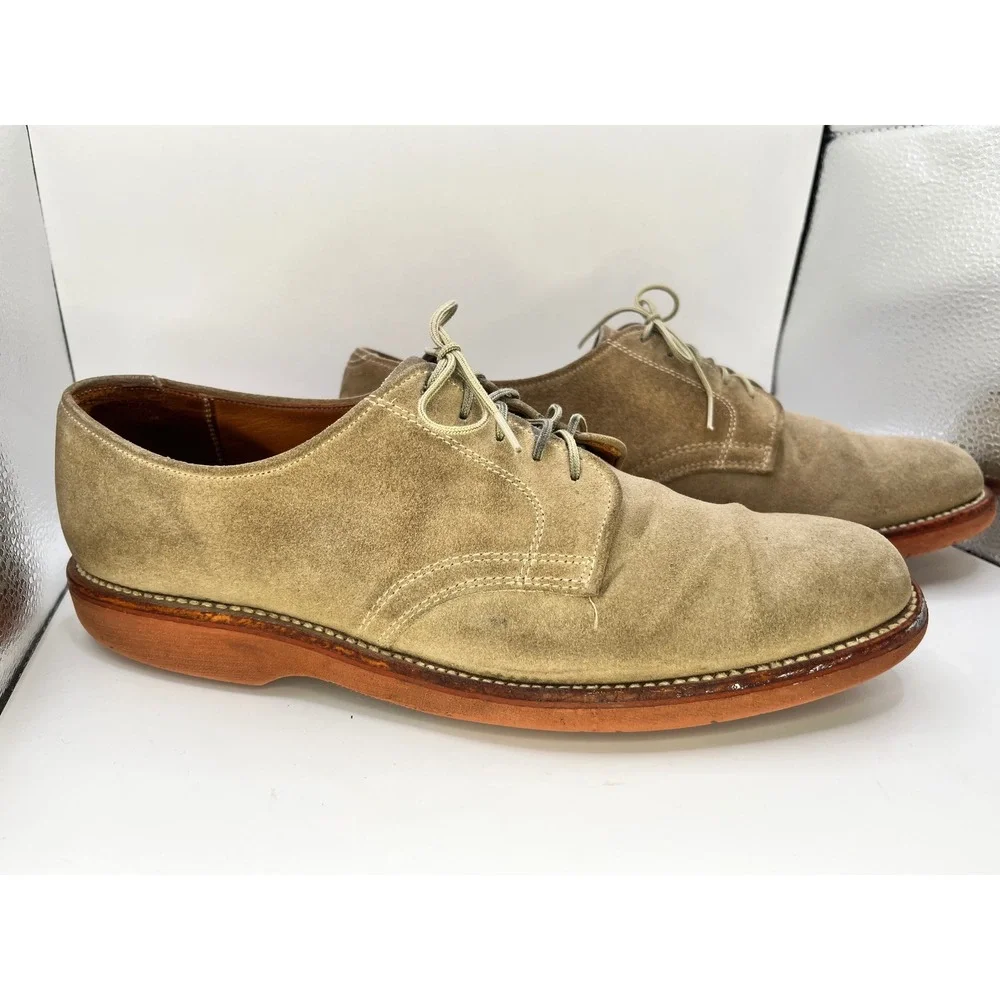 LL‎ Bean Mens Oxford Lace Up Suede Tan Leather Sole Dress Shoes Size 8.5 B